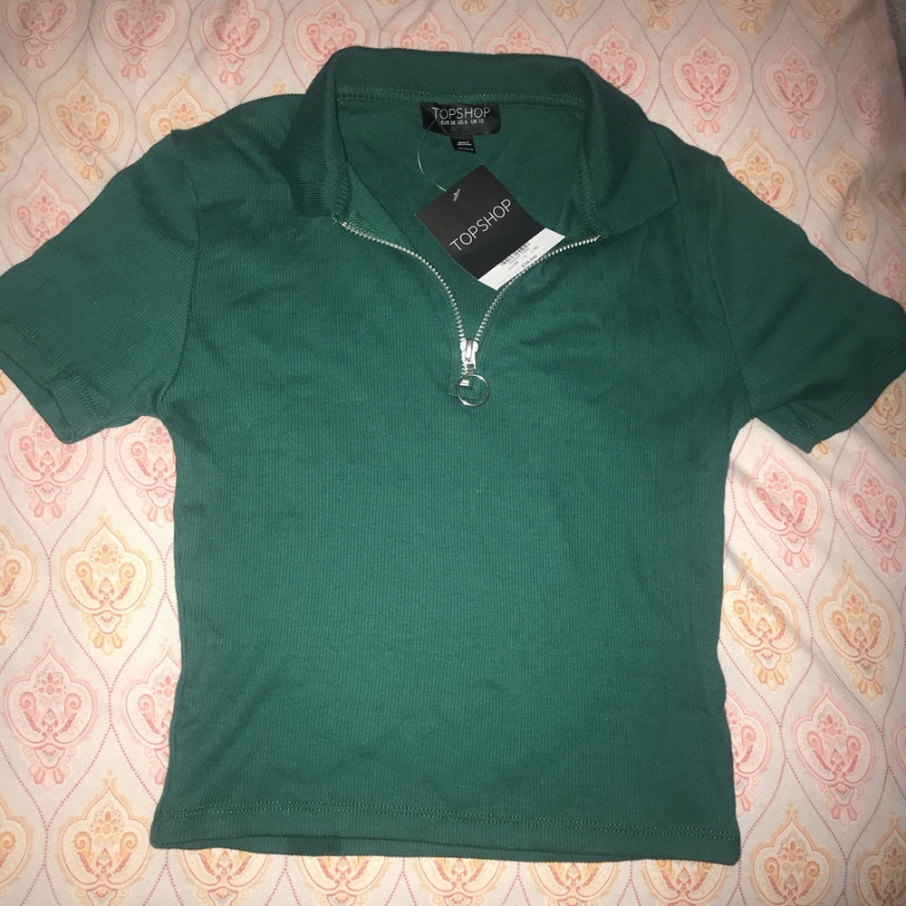 Topshop crop half zip top